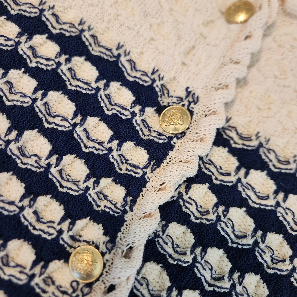 J. Crew Cream and Navy Cardigan Sweater - Picture 5 of 15